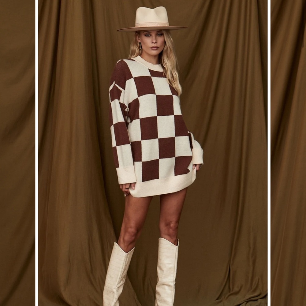 Checkered sweater dress